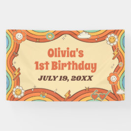 En Groovy Girl Retro Rainbow 1 Birthday Party