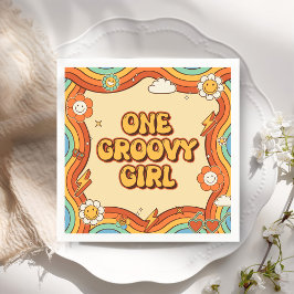 En Groovy Girl Retro Rainbow 1 Birthday Party Pappersservett