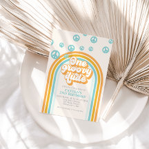 En Groovy Kille Retro Pojke 1-års Födelsedinbjudan