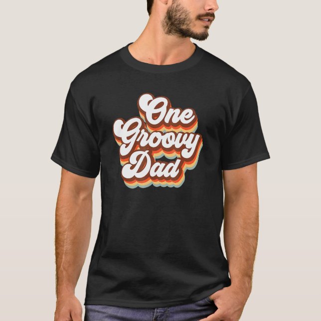 En Groovy Pappa Retro pappa Hippie Birthday 70-tal T Shirt (Framsida)