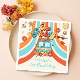 En Groovy Retro Rainbow 1:a födelsedag Pappersservett