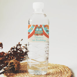 En Groovy Retro Rainbow 1:a födelsedag Vattenflaskor Etikett