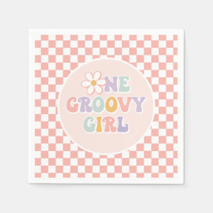 En groovy tjej Rosa Daisy-ruta Pappersservett