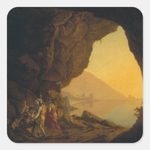 En Grotto i kungariket av Naples Fyrkantigt Klistermärke