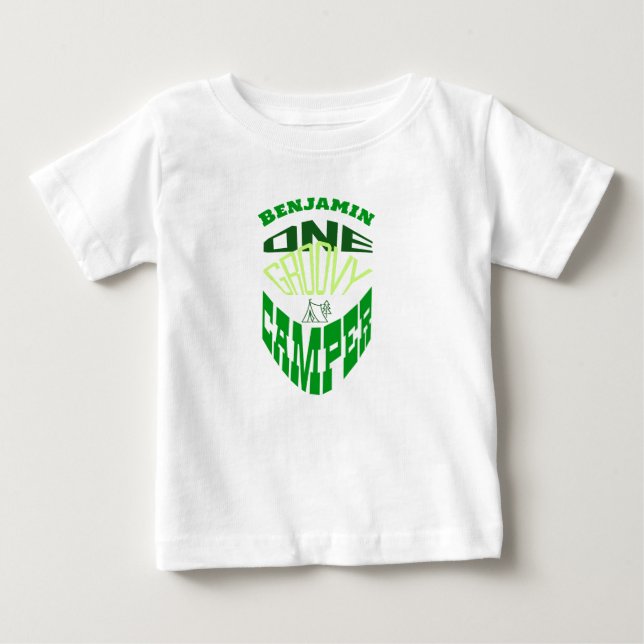 En grovyvideokamera, skräddarsy med namn-camping t shirt (Framsida)