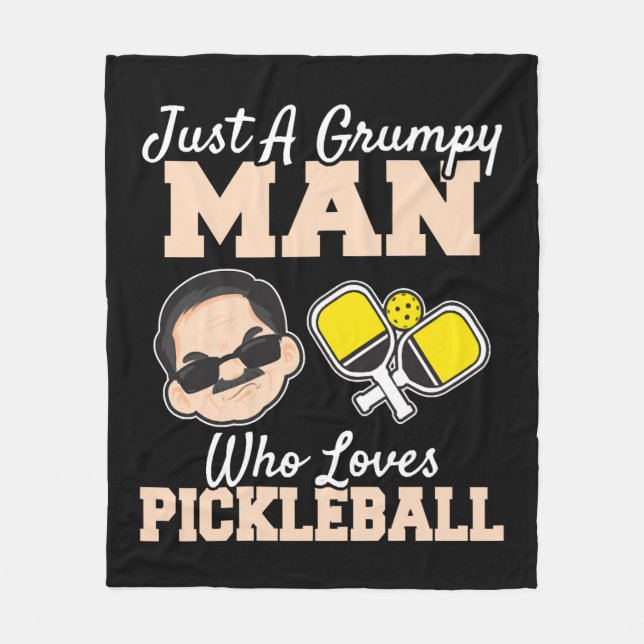 En grumpy Man som Kärlek Pickleball Funny Pickleba Fleecefilt (Framsidan)