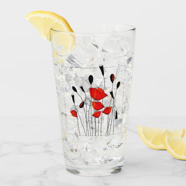 En grupp av röda vallmor glaskopp (Framsida Ice)