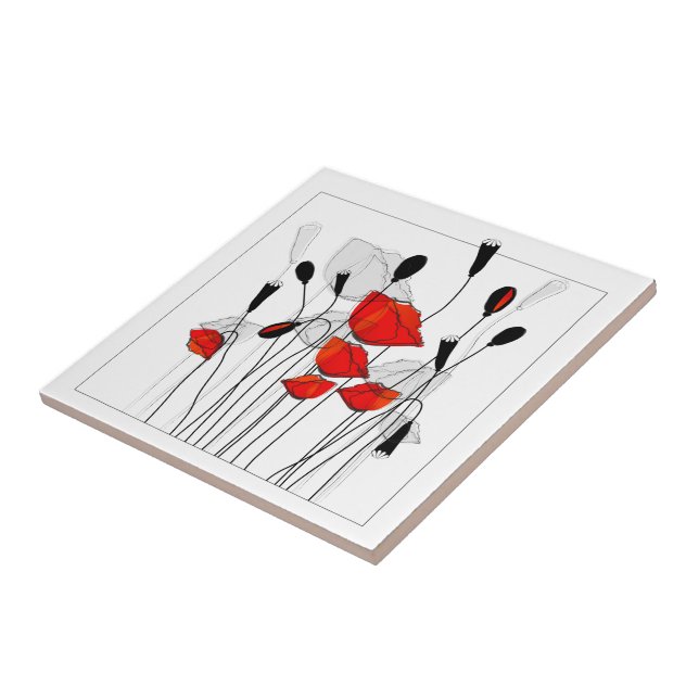 En grupp av röda vallmor kakelplatta (Sidan)