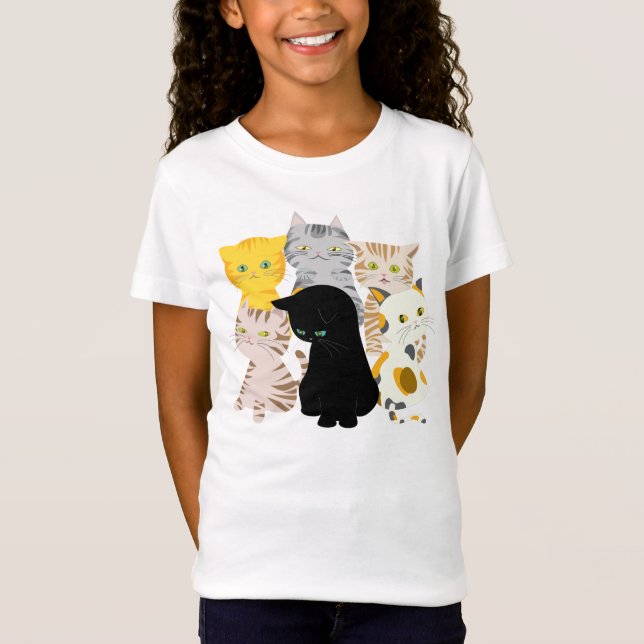 En grupp av roliga kattBabydollflicka skjortor för Tee Shirt (Framsida)