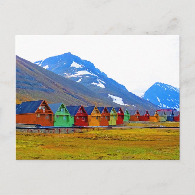 En grupp hus i Longyearbyen, Svalbard Vykort (Framsida)