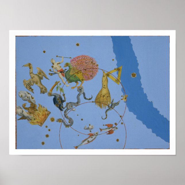 En grupp konstellationer från "Uranometria" av Jo Poster (Framsidan)