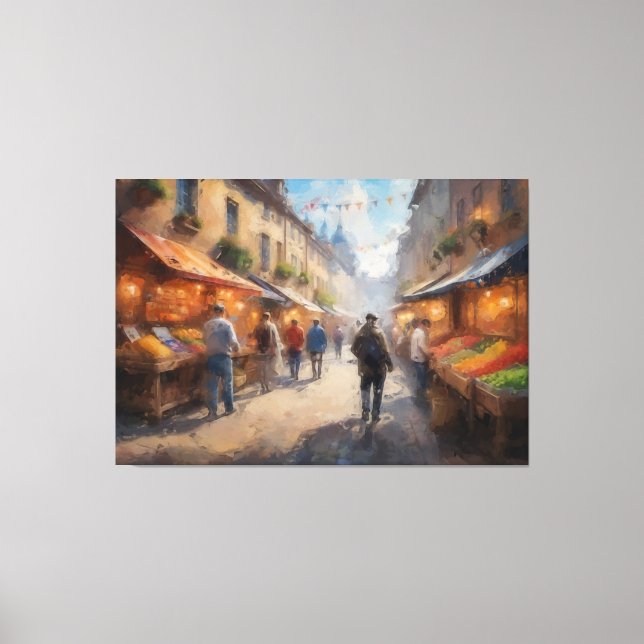 en grupp människor som går på gatan canvastryck (Framsida)