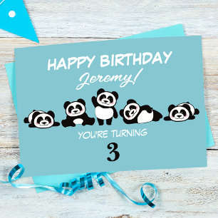 En grupp Pandas Personlig Birthday Kort