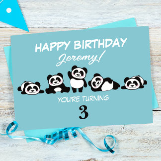 En grupp Pandas Personlig Birthday Kort