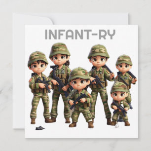 En grupp spädbarn i arméns kamouflage Uniform Julkort