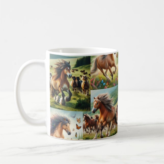 En grupp vild hästar som kör kaffemugg (Vänster)