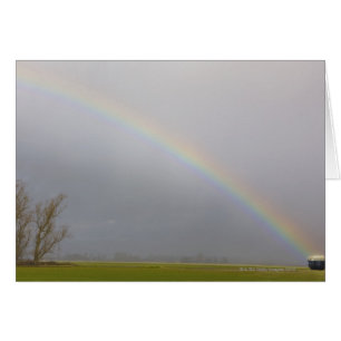En gryta i guld ligger vid en rainbows ände hälsningskort