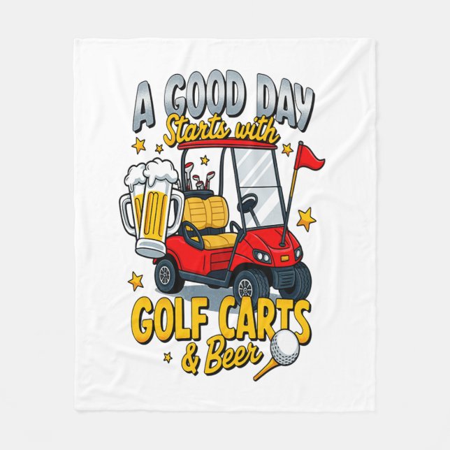 En Guds dag börjar med Golf Carts Fleecefilt (Framsidan)
