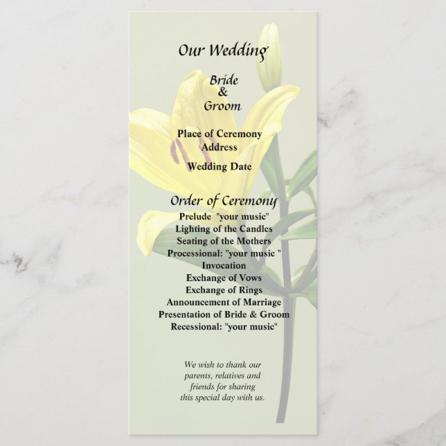 En Gul Lilja Program (Framsida)