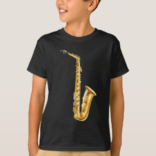 En guld- saxofon t shirt