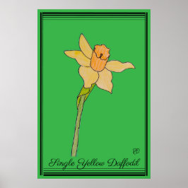 En Gult Daffodil Kelly Grönt Poster