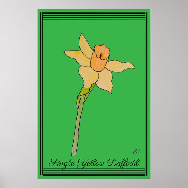 En Gult Daffodil Kelly Grönt Poster (Framsidan)