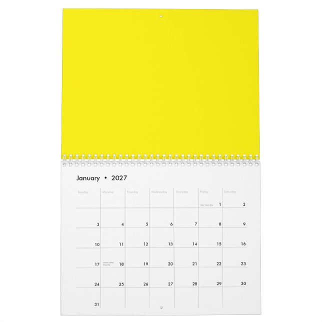en gult med svart gräns kalender (Jan 2027)