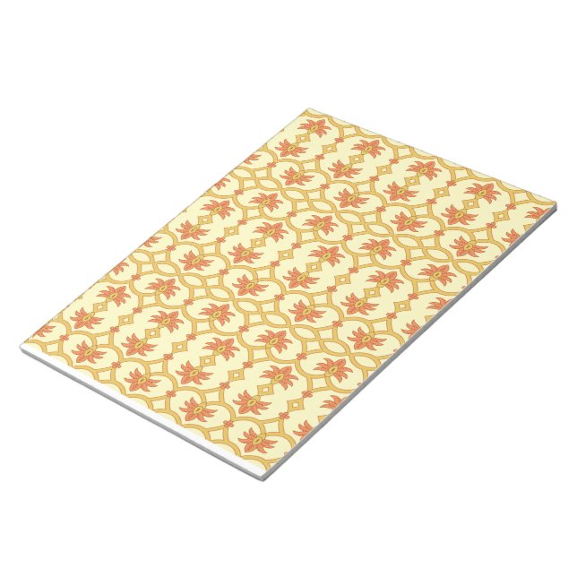 en gult och vit bakgrund med en okomplicerad de anteckningsblock (Vinklad)