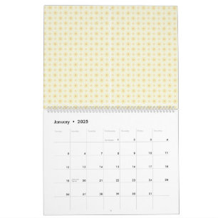 en gult och vit bakgrund med små cirklar kalender