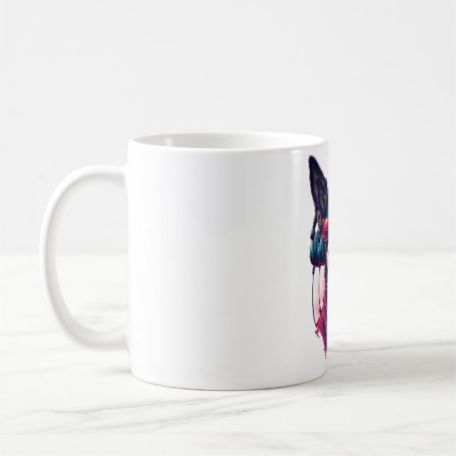 En Habu-hund med solglasögon och hörlurar Kaffemugg (Vänster)