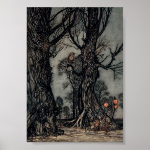 "En Halloween Hunt" illustration 5 x 7 på arbetsy Poster