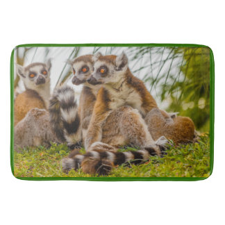 en hanlemur kramar sin hona på badrumsmatt badrumsmatta