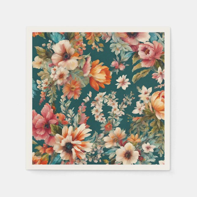 En häpnadsväckande sommar-Blommigt som målning Pappersservett (Framsidan)