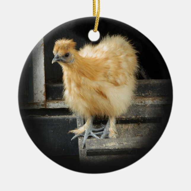 en härlig bild för Silkie Bantamhöna Julgransprydnad Keramik (Framsidan)