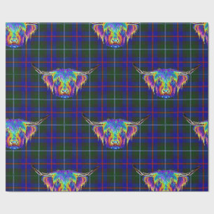 En härlig färgglad höglands- ko på tartan.en presentpapper