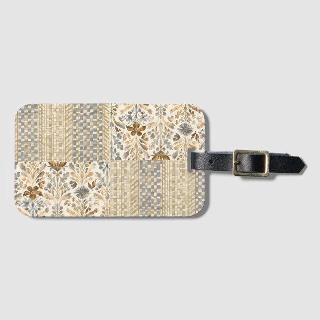 En harmonisk blommotiv och mönsterdesign, vintage bagagebricka (Framsida horisontal)