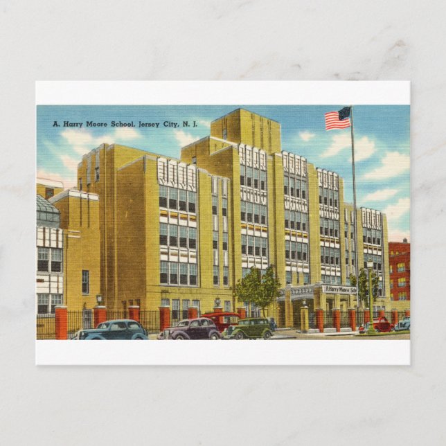 En Harry Moore-skola i Jersey City, New Jersey Vykort (Framsida)