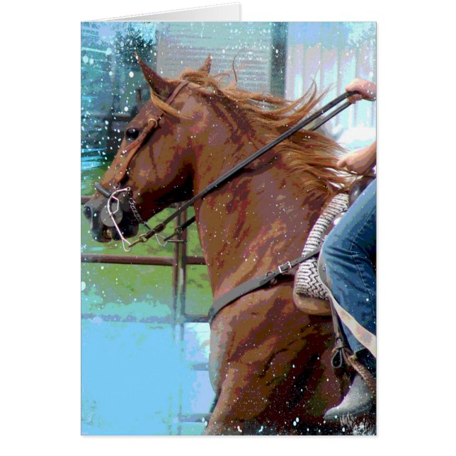 En häst som böjer stolpar hälsningskort (Framsidan)