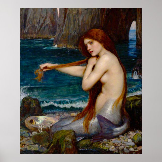 En havfrue, ca 1900 av John Waterhouse Poster (Framsidan)