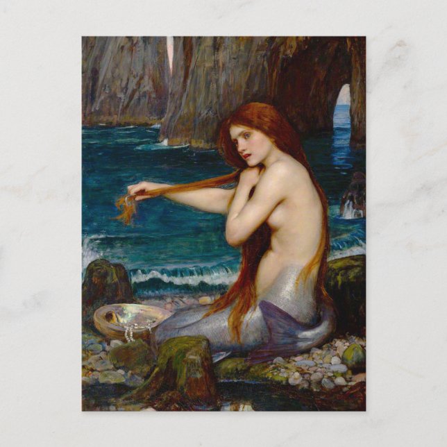 En havfrue, ca 1900 av John Waterhouse Vykort (Framsida)
