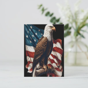 En havsörn som sitter på en vågande amerikansk fla vykort