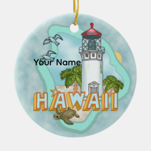 En hawaiiansk fyr julgransprydnad keramik