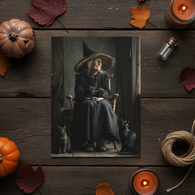 En häxa och hennes katter vykort (Skapare uppladdad)