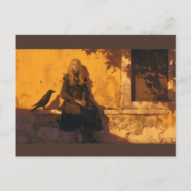 En häxa och hennes korv, välbekant, vykort (Framsida)