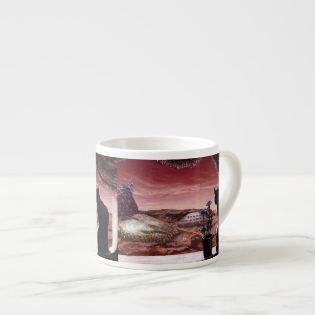 En helt ny värld - Sci-Fi - Katt på Mars Espressomugg (Framsida höger)