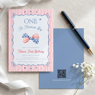 En helt vanlig amerikansk pojke QR-kod 1-årsdag Inbjudningar