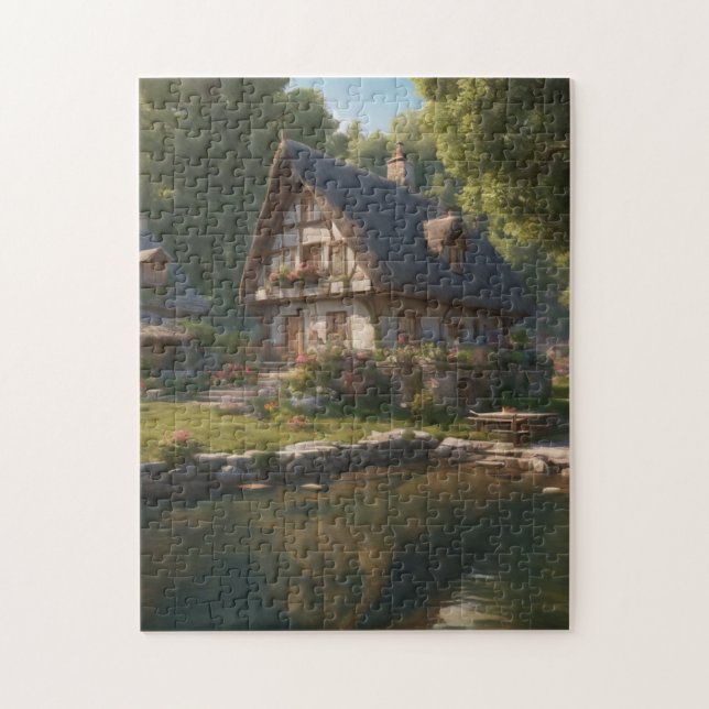 En hemlig by: House by Magic Pond Puzzle Pussel (Vertikal)
