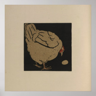 En Hen tittar på hennes ägg Poster