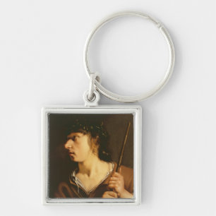En herde, 1635 fyrkantig silverfärgad nyckelring