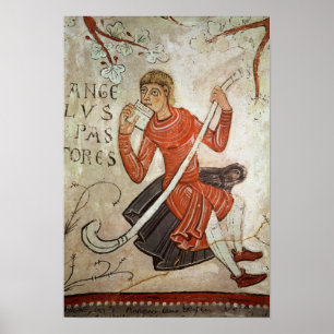 En herde som leker en flageolet poster
